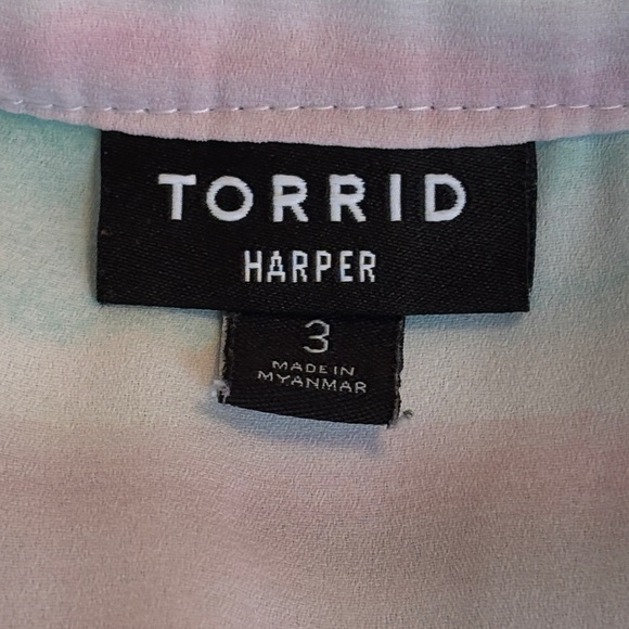 Torrid Harper Georgette 3/4 Roll-Tab Sleeve Pullover Blouse Size 3 EUC - Picture 6 of 11